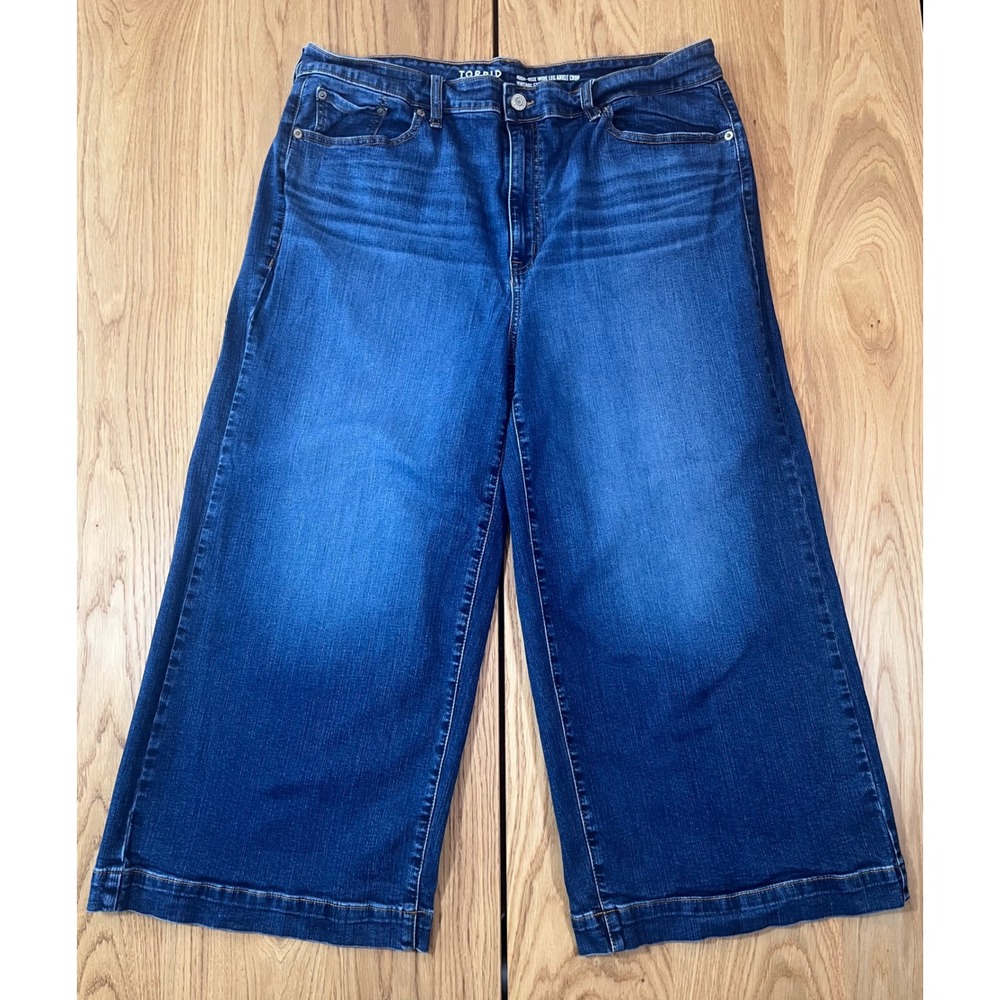 Torrid Wide Leg Ankle Crop Jeans Women 20 Blue Vintage Stretch Denim